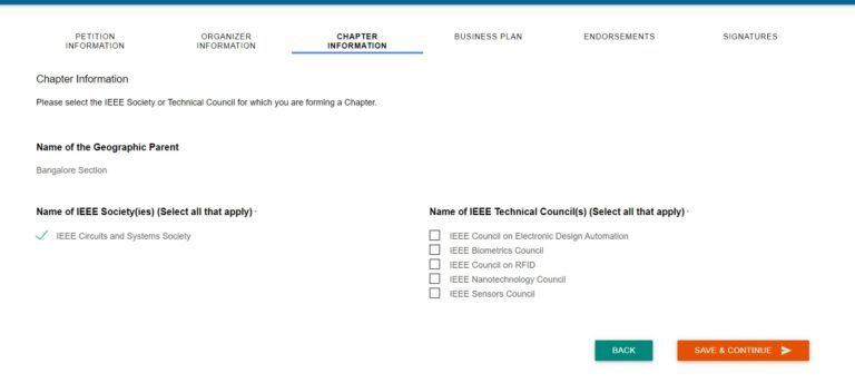 Fill in member and chapter details in the form