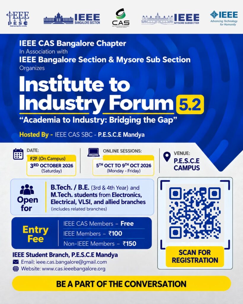 I2I Forum 5.2 poster — Academia to Industry: Bridging the Gap, 3 October 2026 at P.E.S.C.E Mandya