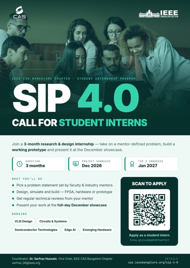 SIP 4.0 call for student interns poster: a 3-month research and design internship, showcase December 2026, top 3 endorsed January 2027, with a QR code to the student intern form